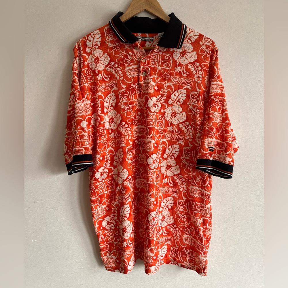 Vintage Reebok Hawaiian Polo Shirt / Large